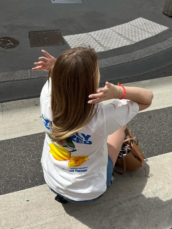 American Retro Lemon Print Oversized Cotton Short Sleeve T-Shirt for Women - Trendy Y2K Style Top