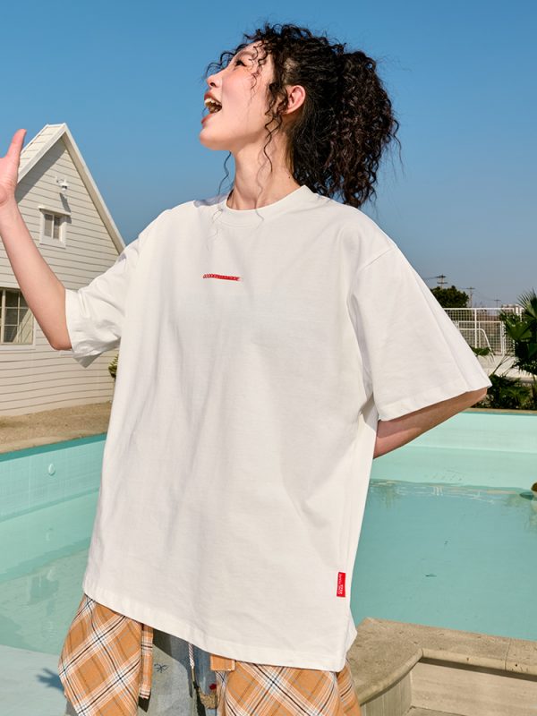 American Retro Letter Print Short Sleeve T-Shirt - Unisex Heavyweight Loose Fit - 2025 Summer Fashion, Y2K Style
