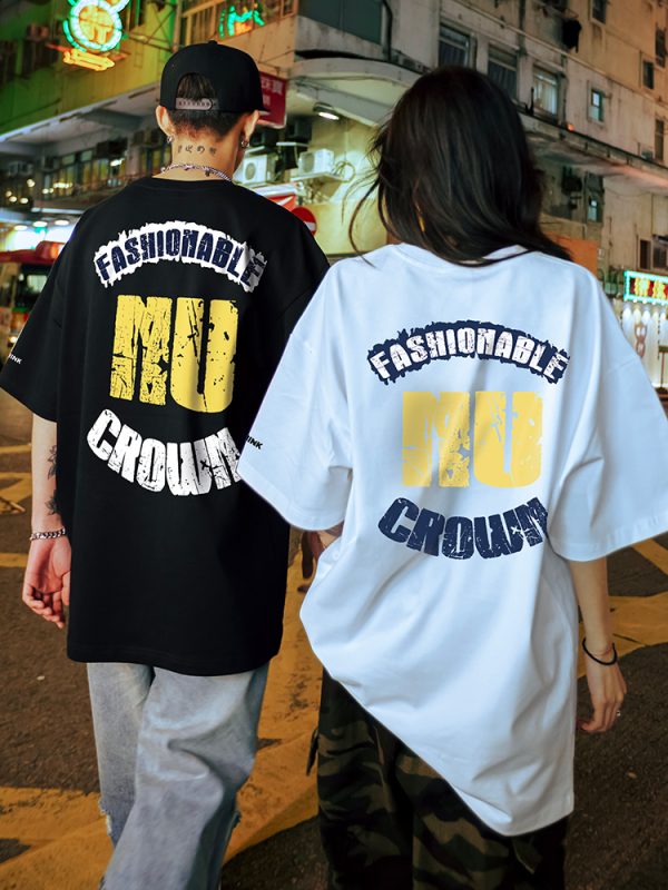 American Retro Letter Short-Sleeve T-Shirt for Men and Women - Casual Sports Tee, Trendy Summer Style 2025