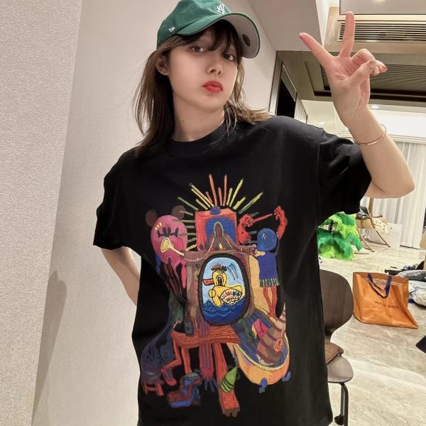 American Retro Loose-Fitting Pure Cotton Short-Sleeve T-Shirt for Women, Plus Size, Casual Versatile Style - Y2K Inspired