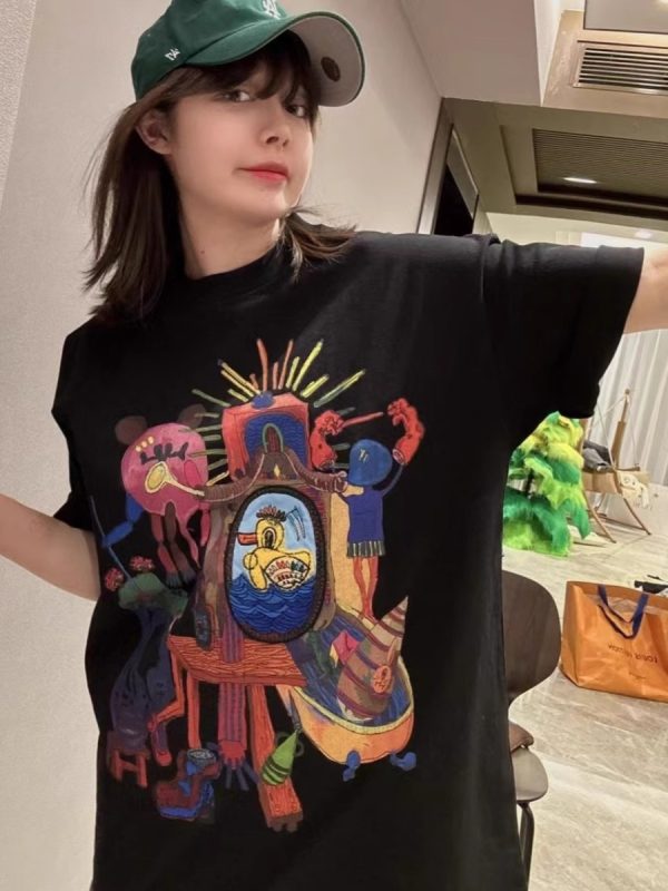American Retro Loose-Fitting Pure Cotton Short-Sleeve T-Shirt for Women, Plus Size, Casual Versatile Style - Y2K Inspired