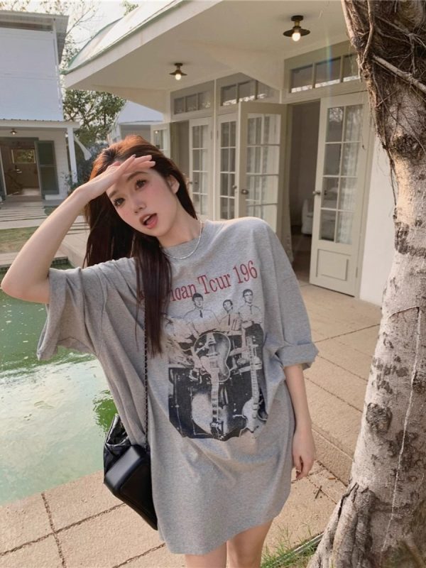American Retro Mid-Length BF Style Pure Cotton Short-Sleeve T-Shirt for Men and Women, Plus Size Loose Summer Casual Top