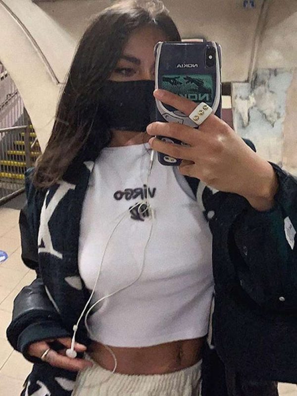 American Retro Short-Sleeve Crop Top for Women - Y2K Summer ABG Trendy T-Shirt, European Style Hot Girl Fashion