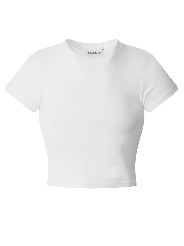 American Retro Short Sleeve Fitted Crop Top for Women - Solid Color Sexy Summer T-Shirt - Trendy Y2K Style