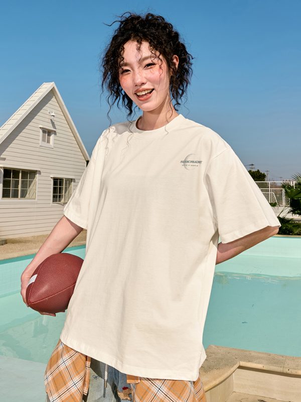 American Retro Streetwear Printed Heavy Loose Half-Sleeve T-Shirt for Men and Women - Trendy Summer 2025 Style