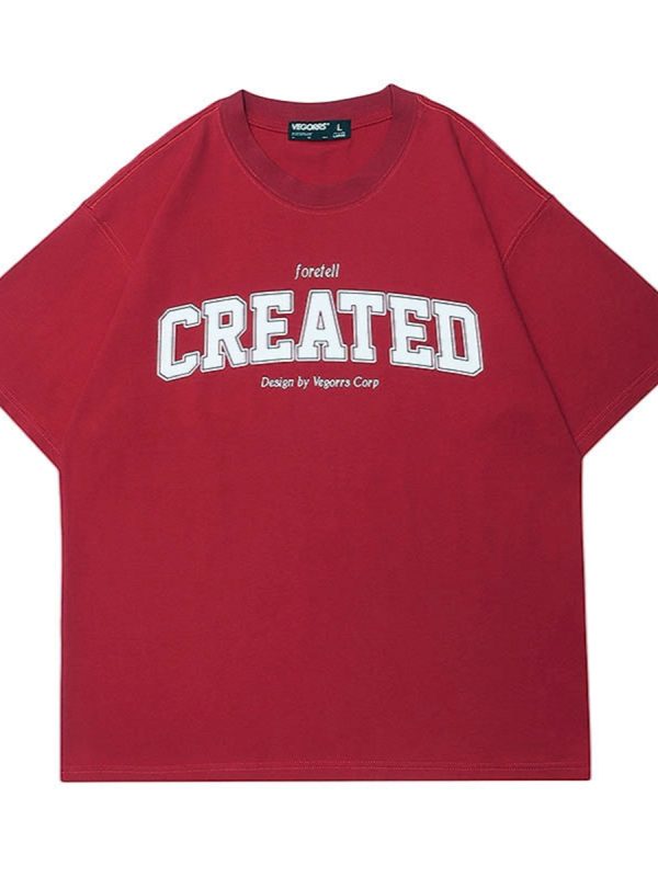 American Retro Style Letter Print Pure Cotton Short-Sleeve T-Shirt for Men and Women, Plus Size, Loose Fit Unisex Top