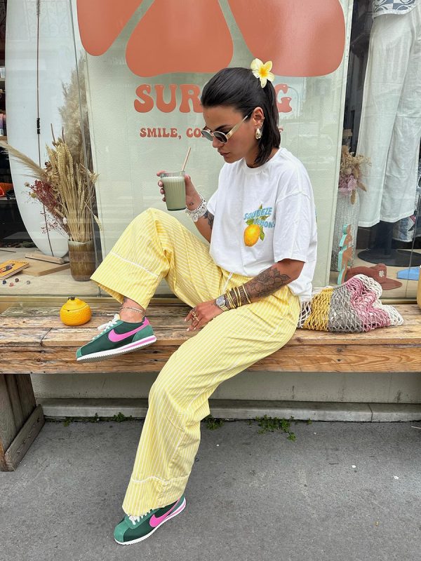American Retro Summer Fruit Lemon Print Oversized Short Sleeve T-Shirt for Women - Trendy Hot Girl Top