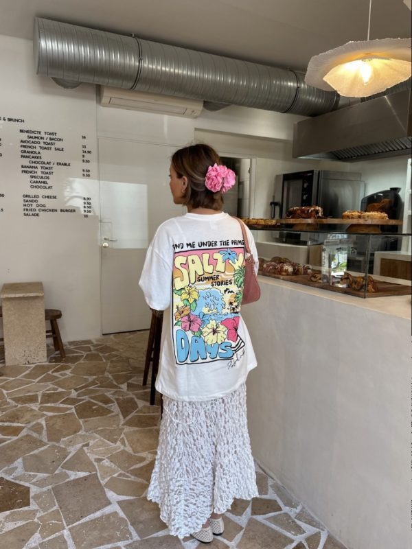 American Retro Summer Seaside Scenery Cotton Short-Sleeve T-Shirt for Women - Oversized Y2K Trendy Hot Girl Top