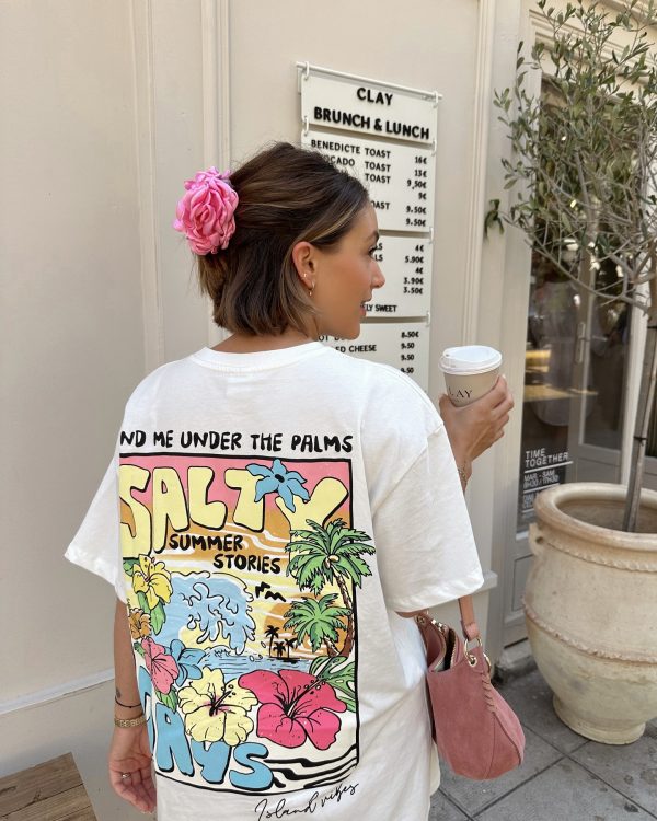 American Retro Summer Seaside Scenery Cotton Short-Sleeve T-Shirt for Women - Oversized Y2K Trendy Hot Girl Top