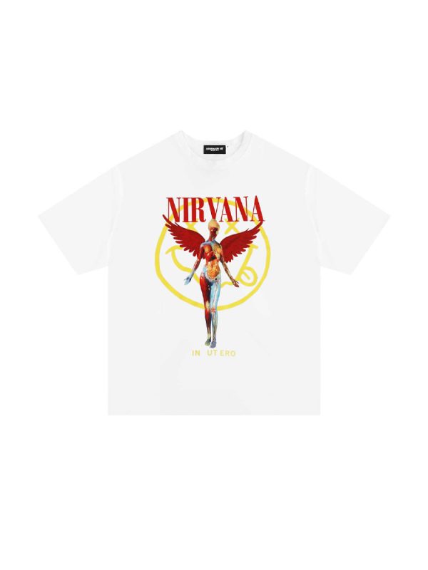 American Retro White Angel Oversized Short Sleeve T-Shirt for Women - Niche Design Spicy Girl Top, 90s Style