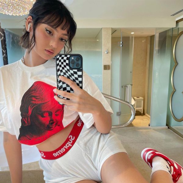 American Retro White Oversized T-Shirt for Women - Summer Short Sleeve Loose Fit Top