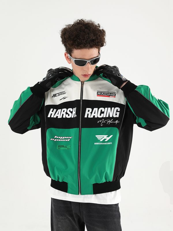 American-Style Motorcycle Racing Jacket | Harsh and Cruel Design | Unisex Biker Jacket for 90s and Y2K Inspired Fashion