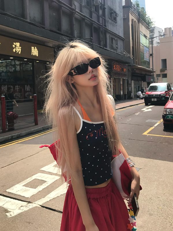 American Style Rhinestone Star Print Two-Piece Tank Top - Sexy Slim Summer Shirt for Women - Y2K Fashion