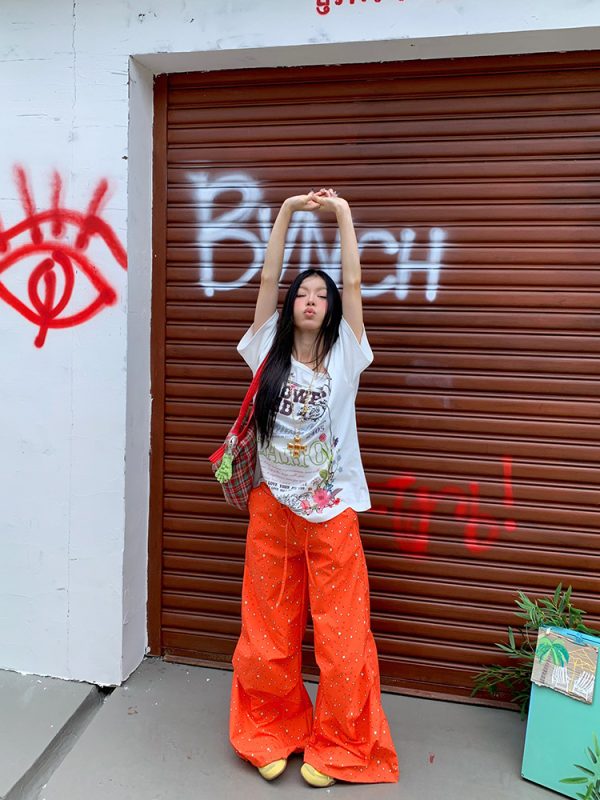 American-Style Star Print Wide-Leg Casual Trousers for Men and Women - Loose-Fitting Floor-Length Dopamine Pants