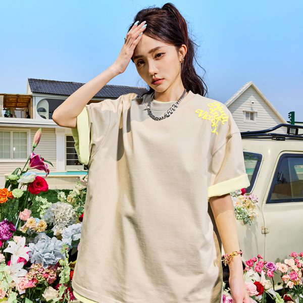 American Vintage Letter Print Short Sleeve T-Shirt - Trendy Hip Hop Loose Fit Unisex Style for Summer 2025