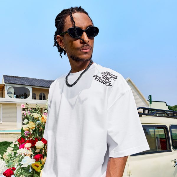 American Vintage Letter Print Short Sleeve T-Shirt - Trendy Hip Hop Loose Fit Unisex Style for Summer 2025