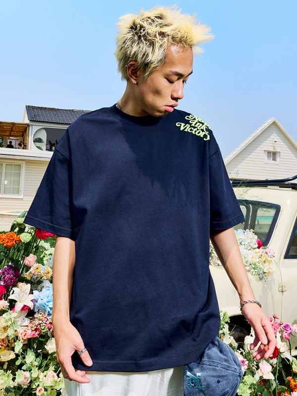American Vintage Letter Print Short Sleeve T-Shirt - Trendy Hip Hop Loose Fit Unisex Style for Summer 2025