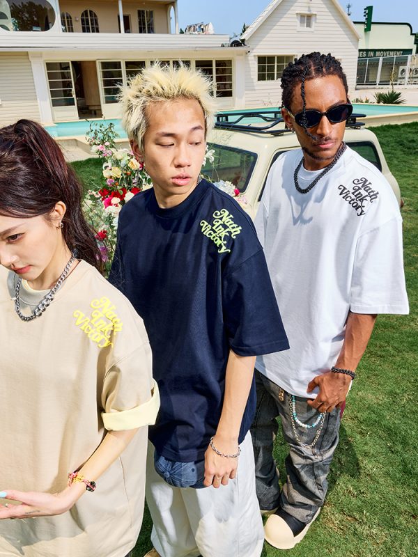 American Vintage Letter Print Short Sleeve T-Shirt - Trendy Hip Hop Loose Fit Unisex Style for Summer 2025