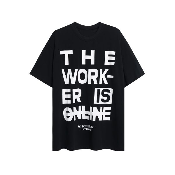 American Vintage Letter Print T-Shirt for Men and Women, Loose Casual Streetwear Short Sleeve Top, 90s Summer Style