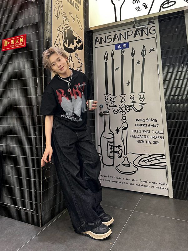 American Vintage Rock Style Letter Print Short Sleeve T-Shirt for Couples - Trendy Casual Top for Spring/Summer 2025