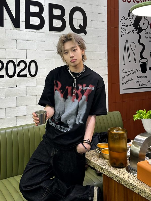 American Vintage Rock Style Letter Print Short Sleeve T-Shirt for Couples - Trendy Casual Top for Spring/Summer 2025