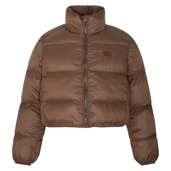 American Vintage Round Letter Stand Collar White Duck Down Winter Jacket - Trendy Small Size Outerwear for Y2K Style