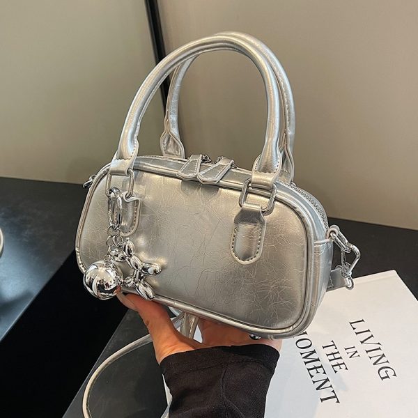 Angola Red Textured Handbag for Women - 2025 New Style Wedding Bowling Bag, Small Square Crossbody Shoulder Bag