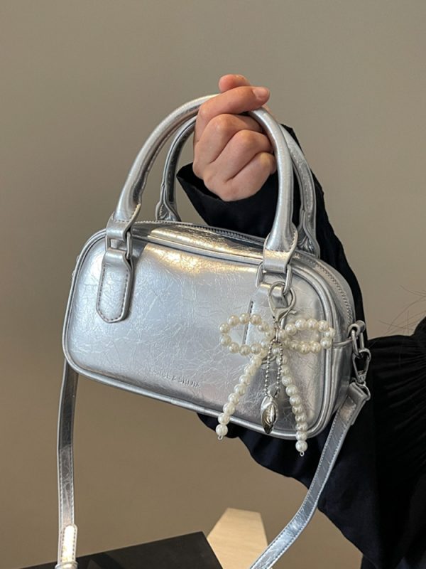 Angola Red Textured Handbag for Women - 2025 New Style Wedding Bowling Bag, Small Square Crossbody Shoulder Bag