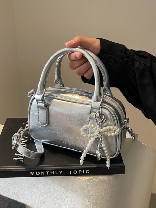 Angola Red Textured Handbag for Women - 2025 New Style Wedding Bowling Bag, Small Square Crossbody Shoulder Bag