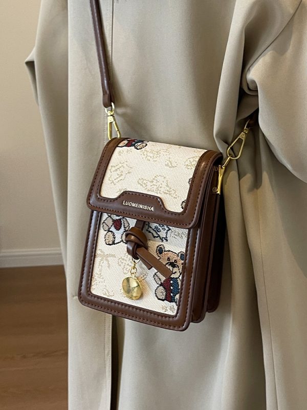 Artistic Cartoon Phone Bag for Women - Versatile Textured Crossbody Shoulder Bag - Trendy Autumn 2025 Fashion