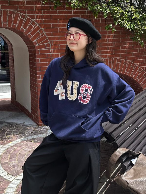 Autumn Winter Camouflage Couple Hoodie with Cashew Flower Leopard Print and Letter Patch Embroidery, Y2K Streetwear Fashion