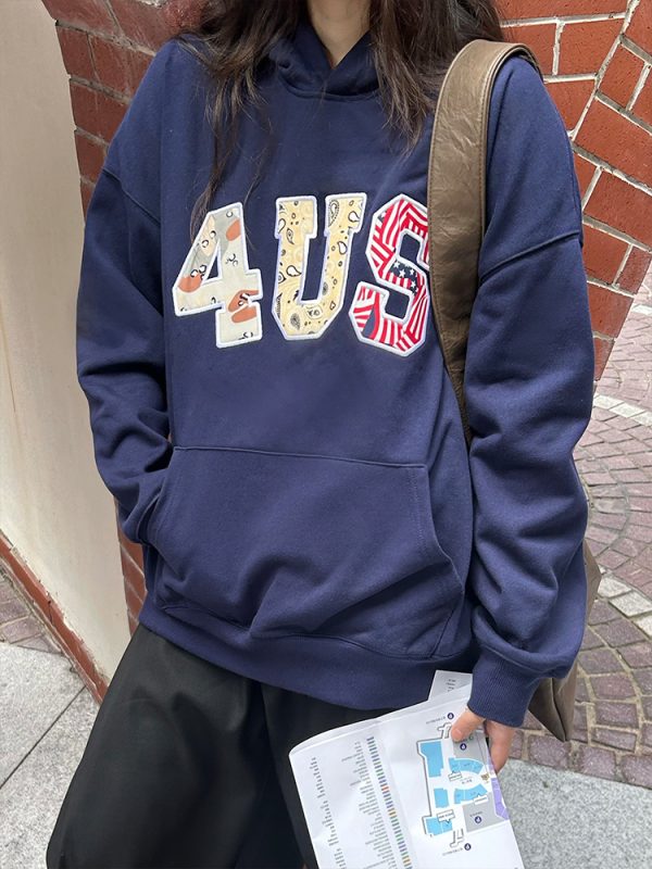 Autumn Winter Camouflage Couple Hoodie with Cashew Flower Leopard Print and Letter Patch Embroidery, Y2K Streetwear Fashion