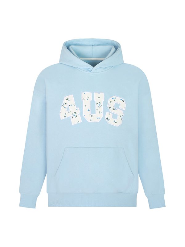 Autumn Winter Floral Embroidery Patch Hoodie for Couples - Loose Fit, National Trend, Casual Streetwear
