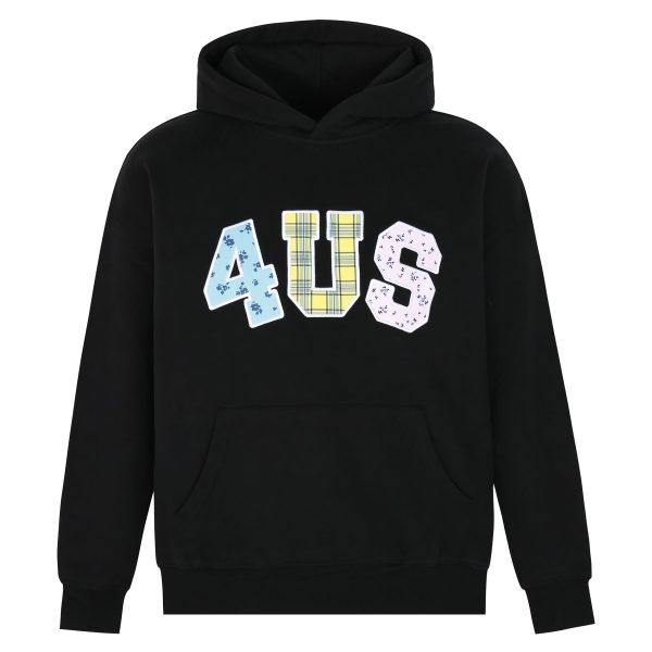 Autumn Winter Patchwork Embroidered Plaid Floral Couple Loose Hoodie Unisex Y2K Style Fashion