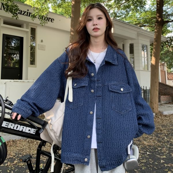 Autumn Women's Denim Jacket - Niche Loose BF Style, Casual Top for Work, Small Fragrant Wind Ins Design