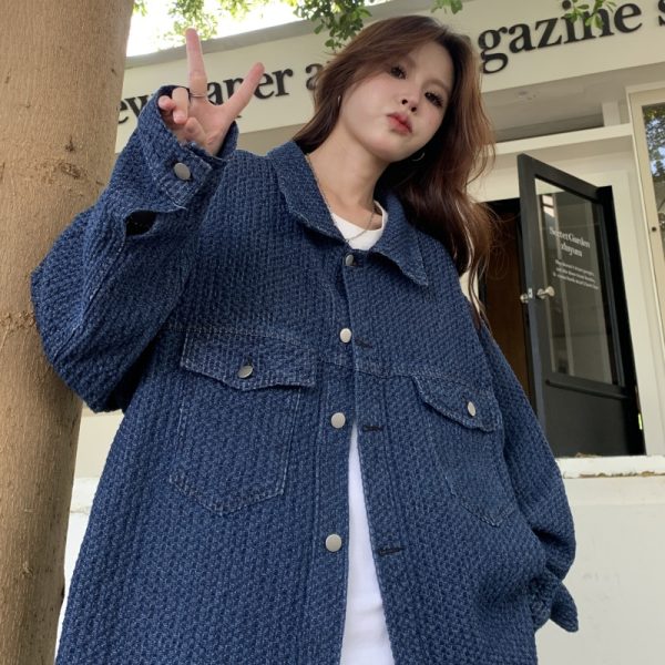 Autumn Women's Denim Jacket - Niche Loose BF Style, Casual Top for Work, Small Fragrant Wind Ins Design