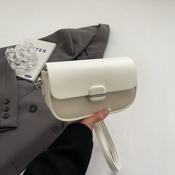 Avocado Green Women's Color-Blocking Small Square Bag - High-End Niche Fashion Shoulder Crossbody Saddle Bag 2025