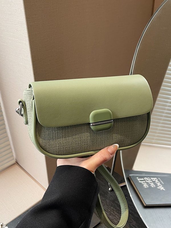 Avocado Green Women's Color-Blocking Small Square Bag - High-End Niche Fashion Shoulder Crossbody Saddle Bag 2025