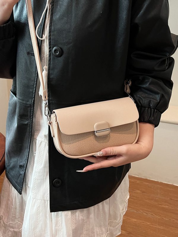 Avocado Green Women's Color-Blocking Small Square Bag - High-End Niche Fashion Shoulder Crossbody Saddle Bag 2025