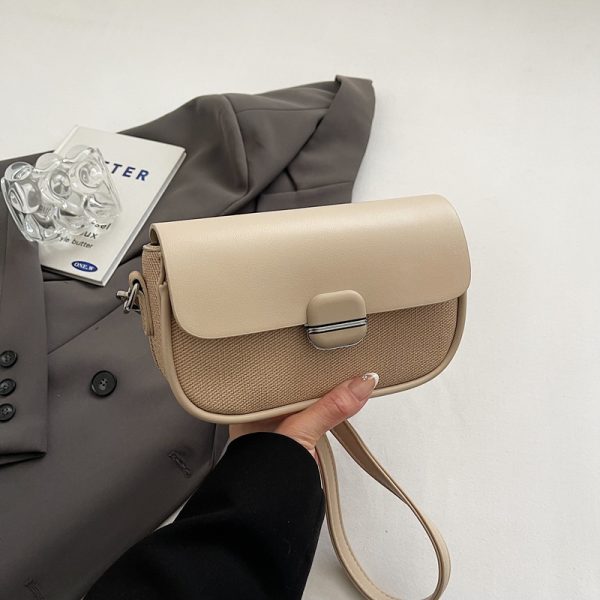Avocado Green Women's Color-Blocking Small Square Bag - High-End Niche Fashion Shoulder Crossbody Saddle Bag 2025