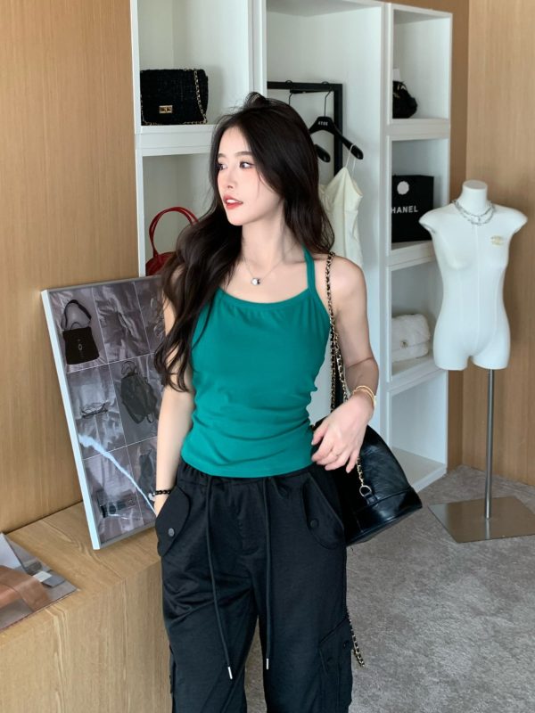 Backless Camisole with Chest Pad - Women's Summer Hot Girl Outerwear - Trendy Small Top for Y2K Style and Summer Fashion