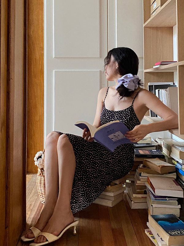 Backless French Polka Dot Dress - Casual Slim Fit Mid-Length Camisole for Effortless Y2K Style