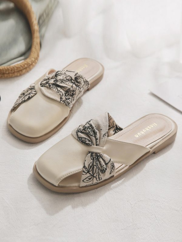 Backless Sheepskin Slip-On Flat Slippers for Women - French Style Pointed Toe Summer Footwear