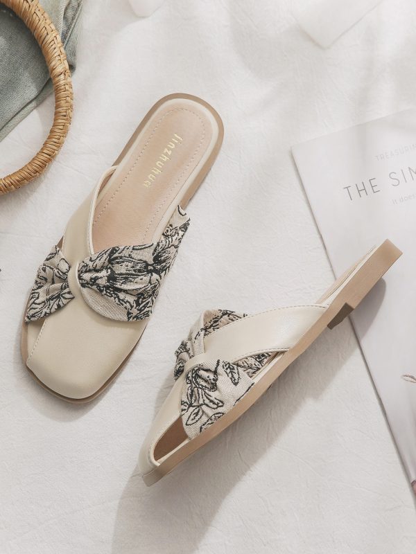 Backless Sheepskin Slip-On Flat Slippers for Women - French Style Pointed Toe Summer Footwear