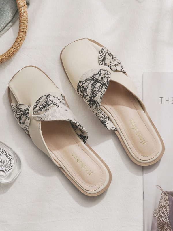Backless Sheepskin Slip-On Flat Slippers for Women - French Style Pointed Toe Summer Footwear