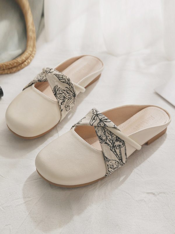 Backless Sheepskin Slippers for Women - Open-Toe Summer Footwear in Lazy French Style for Spring and Outdoor Wear
