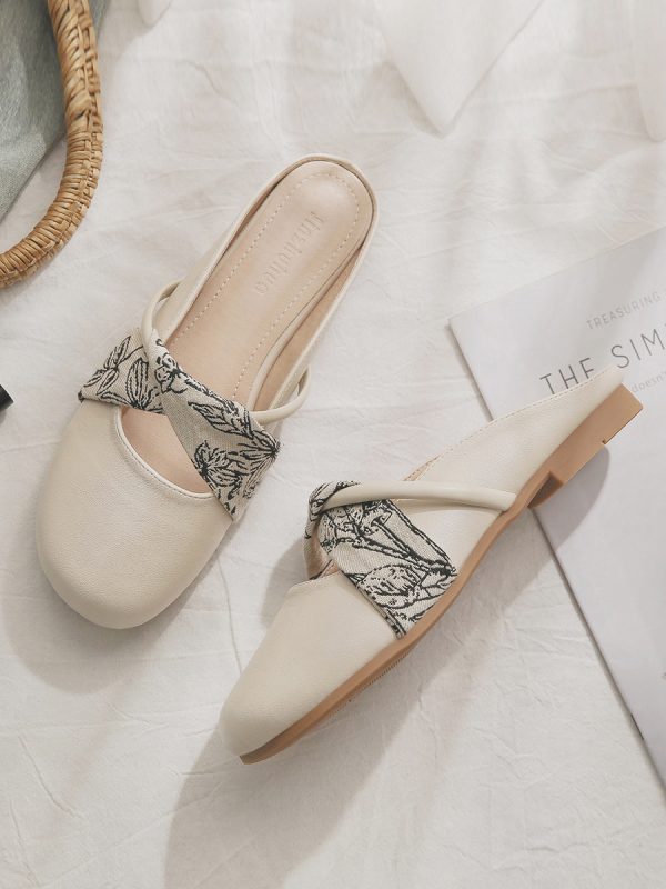 Backless Sheepskin Slippers for Women - Open-Toe Summer Footwear in Lazy French Style for Spring and Outdoor Wear
