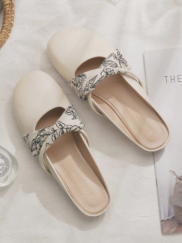 Backless Sheepskin Slippers for Women - Open-Toe Summer Footwear in Lazy French Style for Spring and Outdoor Wear