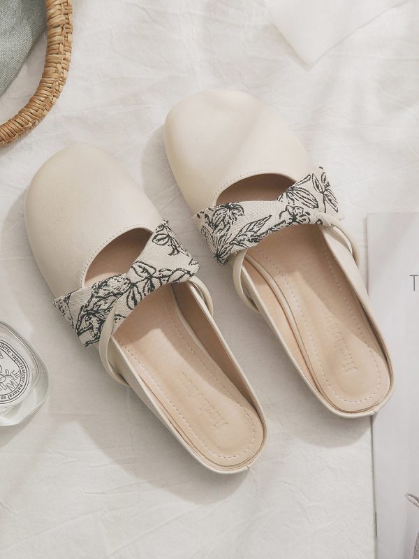 Backless Sheepskin Slippers for Women - Open-Toe Summer Footwear in Lazy French Style for Spring and Outdoor Wear