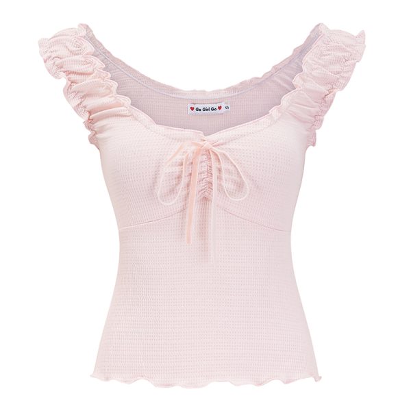 Ballet Style Lace Edge Camisole Top for Women - Sweet and Spicy Sleeveless Short Outerwear, Perfect for Y2K and 90s Fashion
